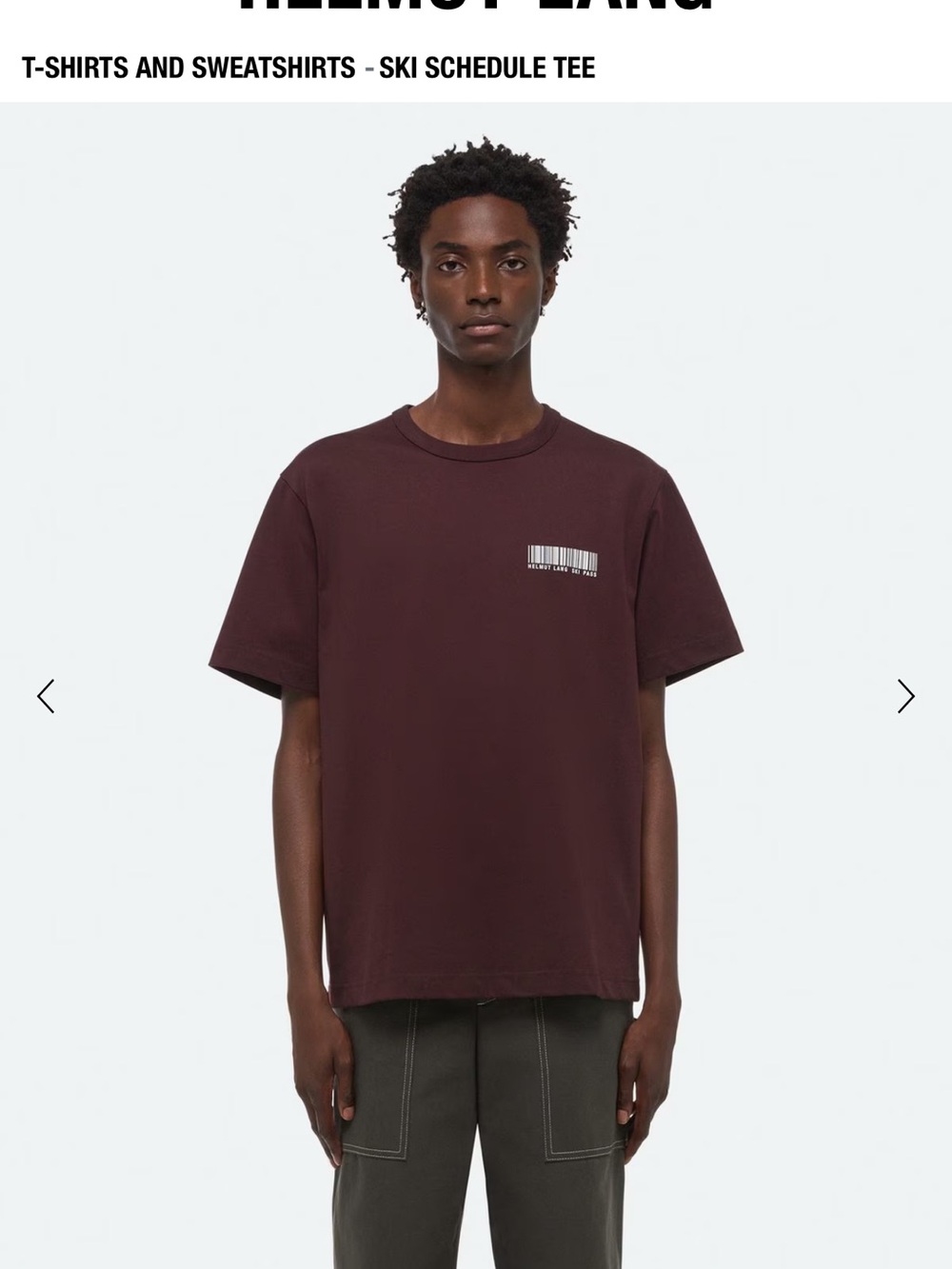 Helmut Lang Short Sleeve Crew Tee in Mahogany